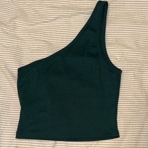 One-Shoulder Green Women's Top